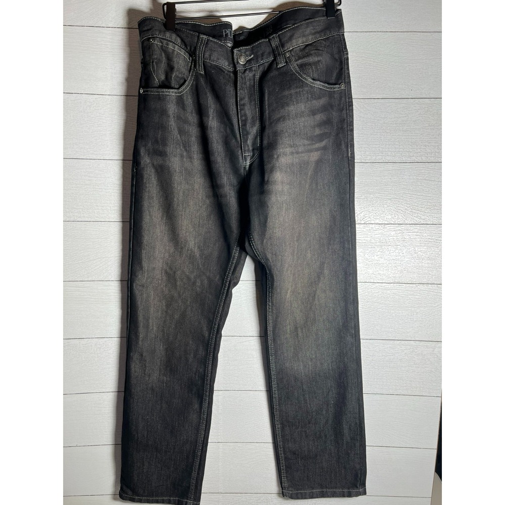 PD&C Paper Denim 36x30 Black Faded Straight Leg Casual Denim Jeans Mens Comfort